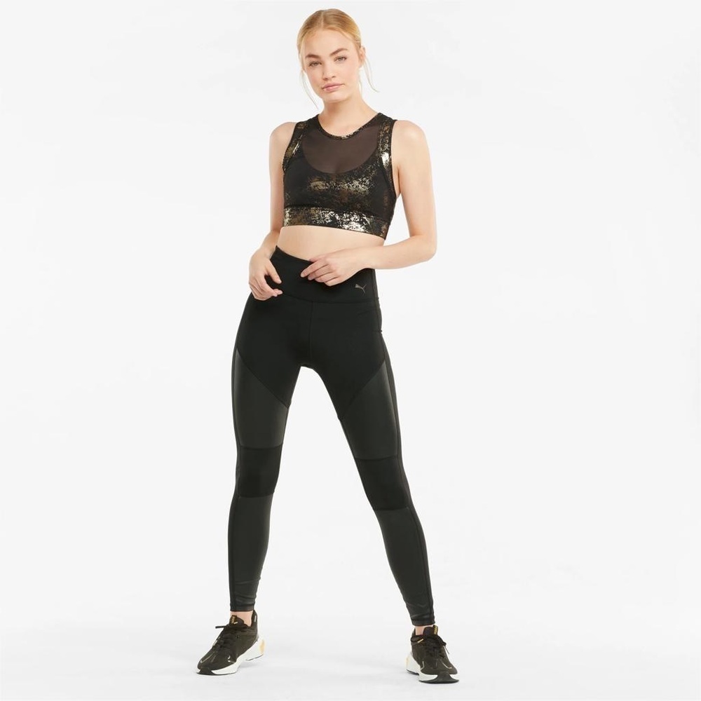 Puma tank top sports bra crop top gold black - Picture 2 of 5